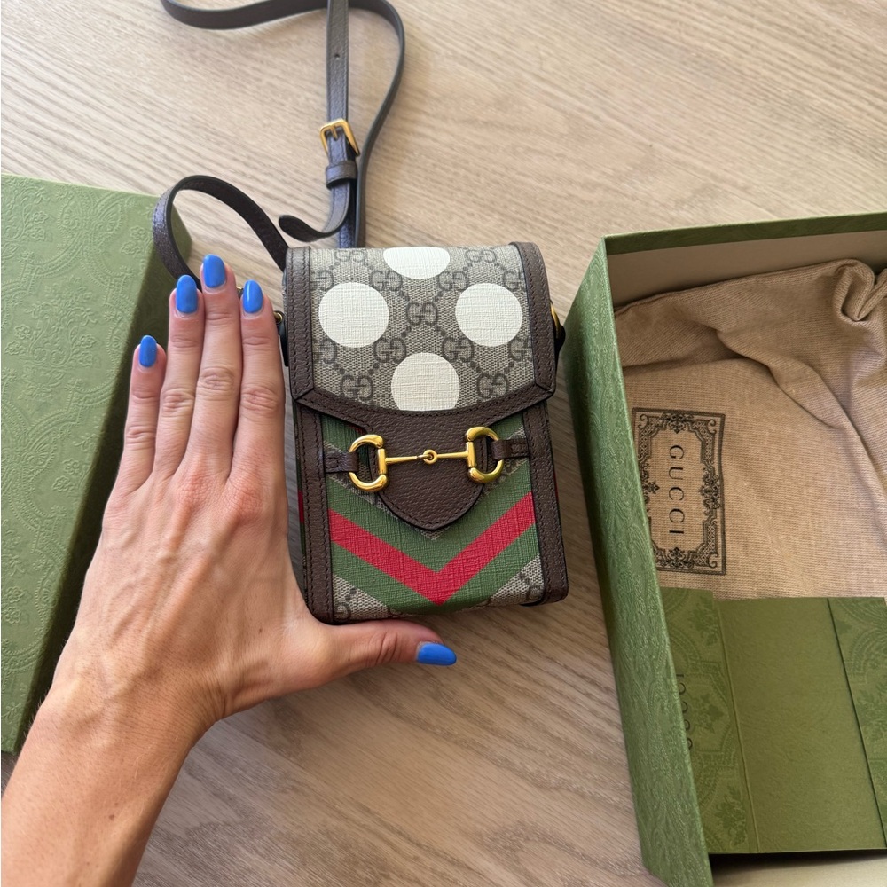 Gucci Crossbody Bag in Green, Red, and Brown